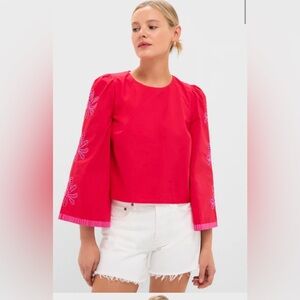 Red & Pink Embroidered Atlantic Blouse NWT